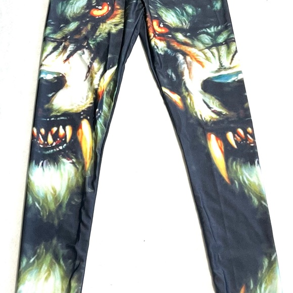 Wolf face leggings, new without tags Etsy shop leggings with WereWolf faces - Picture 5 of 5